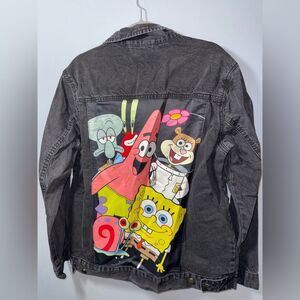 Nickelodeon SpongeBob black Denim Jacket Size Medium EUC!